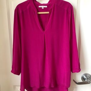 100% Silk Long Sleeve Fuchsia Shirt